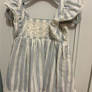 Max Studios Blue and White Striped Toddler Dress